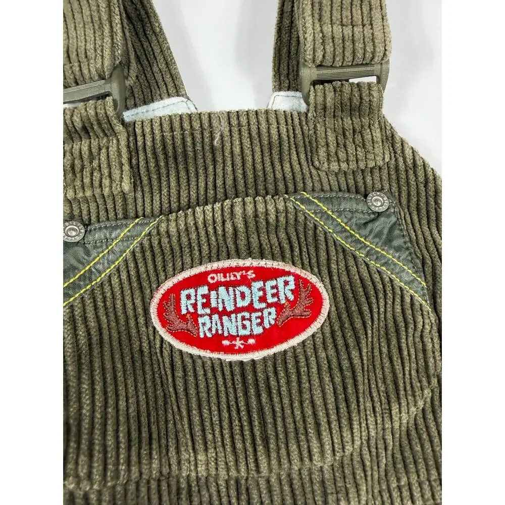 Oilily Vintage Reindeer Ranger Corduroy Overalls Dungarees Green Size 2